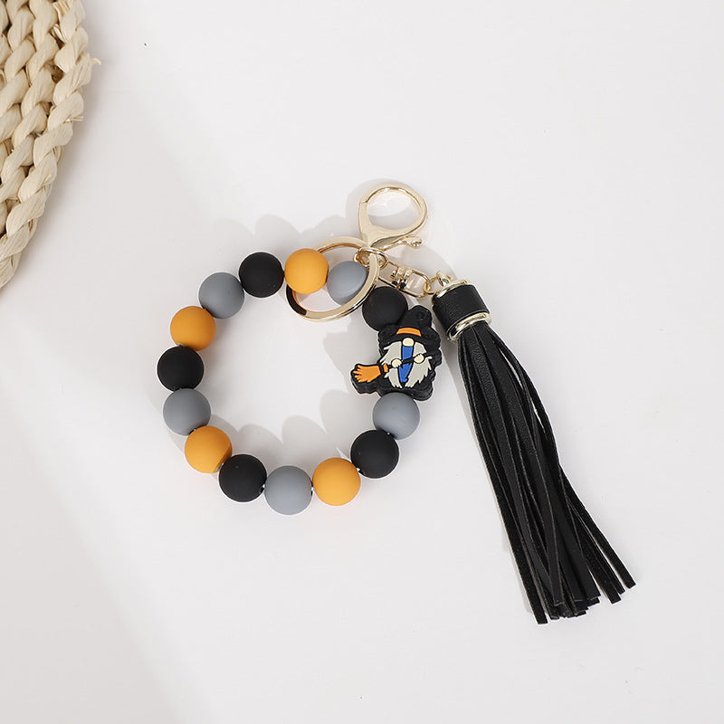 Wholesale 10pcs Halloween Cowboy Boots Silicone Tassel Wrist Keychain